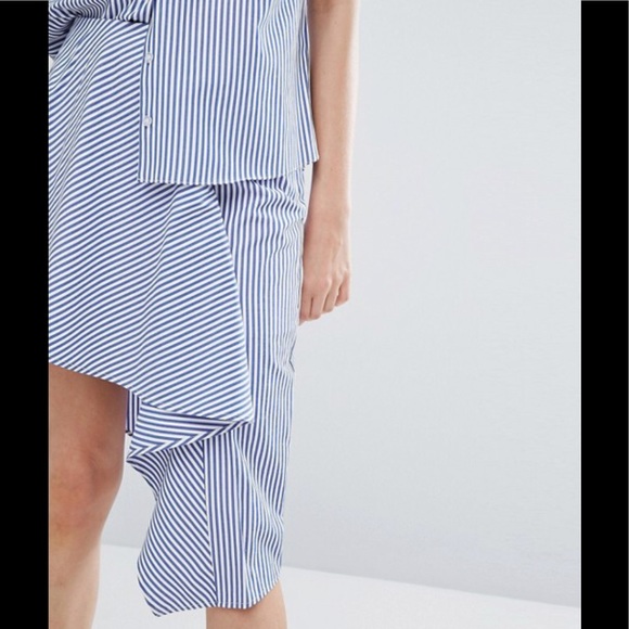 J.O.A. High low mini skirt blue white stripe NWT - Picture 7 of 16